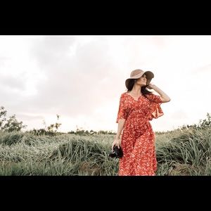 Milumia Women's Boho Split Tie-Waist Vintage Print Maxi Dress